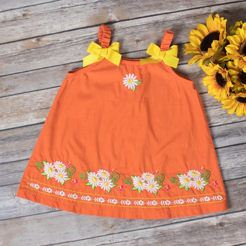 Orange Daisy girls dress 2T